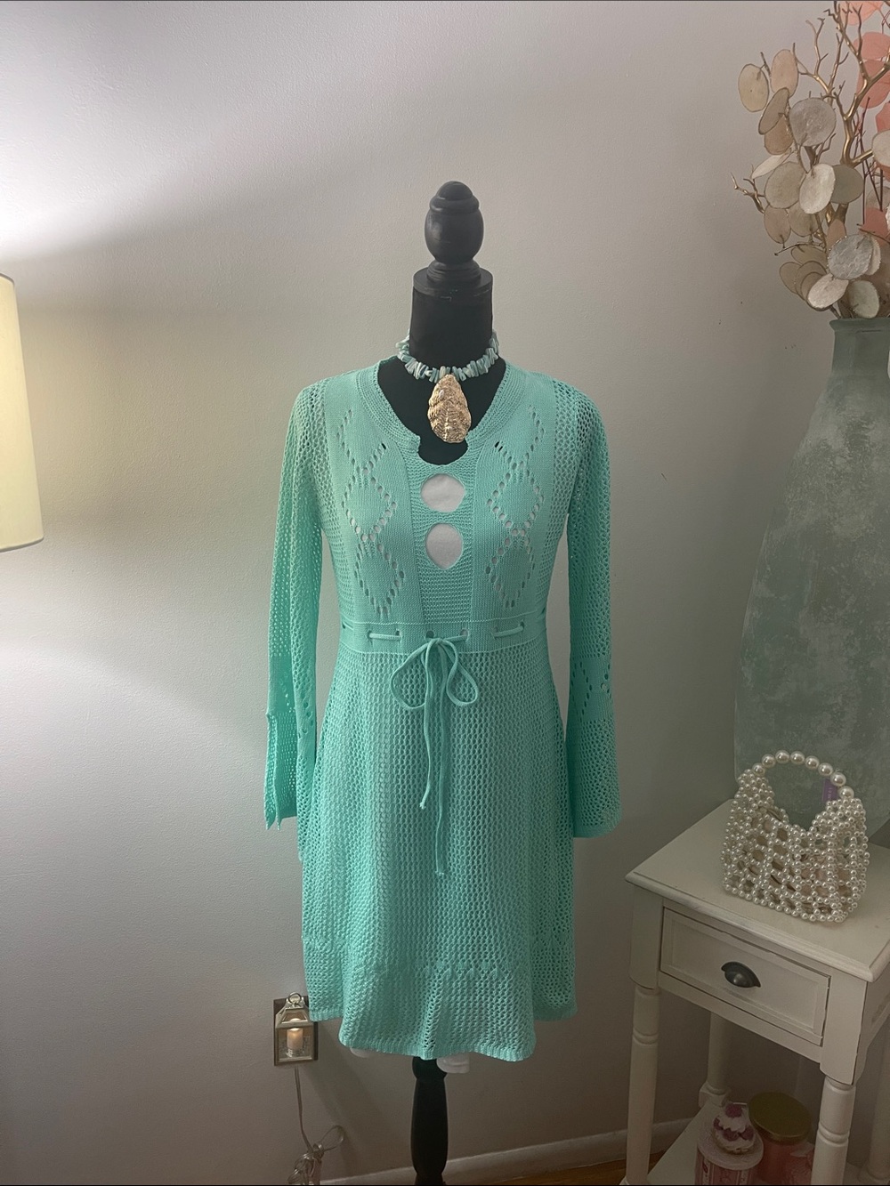 Aqua Knit Tie-Waist Dress